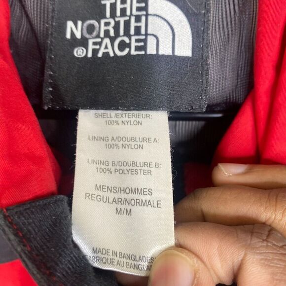 North Face Jacket Fleece Hyvent Mens M Red Black Packaway Hood - Picture 7 of 11
